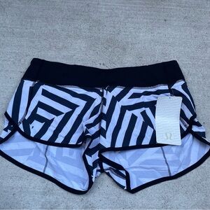 lululemon athletica Black & White Graphic Stripe Running Shorts